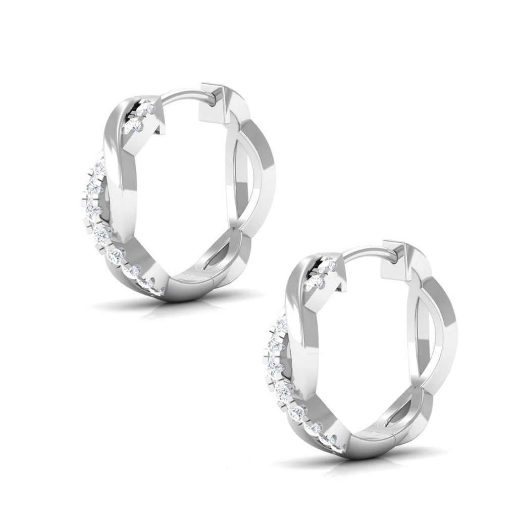 Natural Diamond Hoop Earrings in Infinity Style