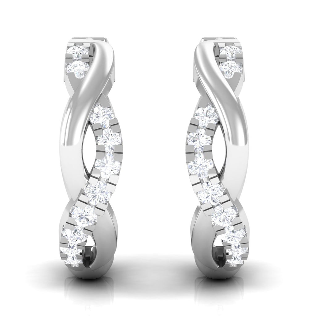 Natural Diamond Hoop Earrings in Infinity Style