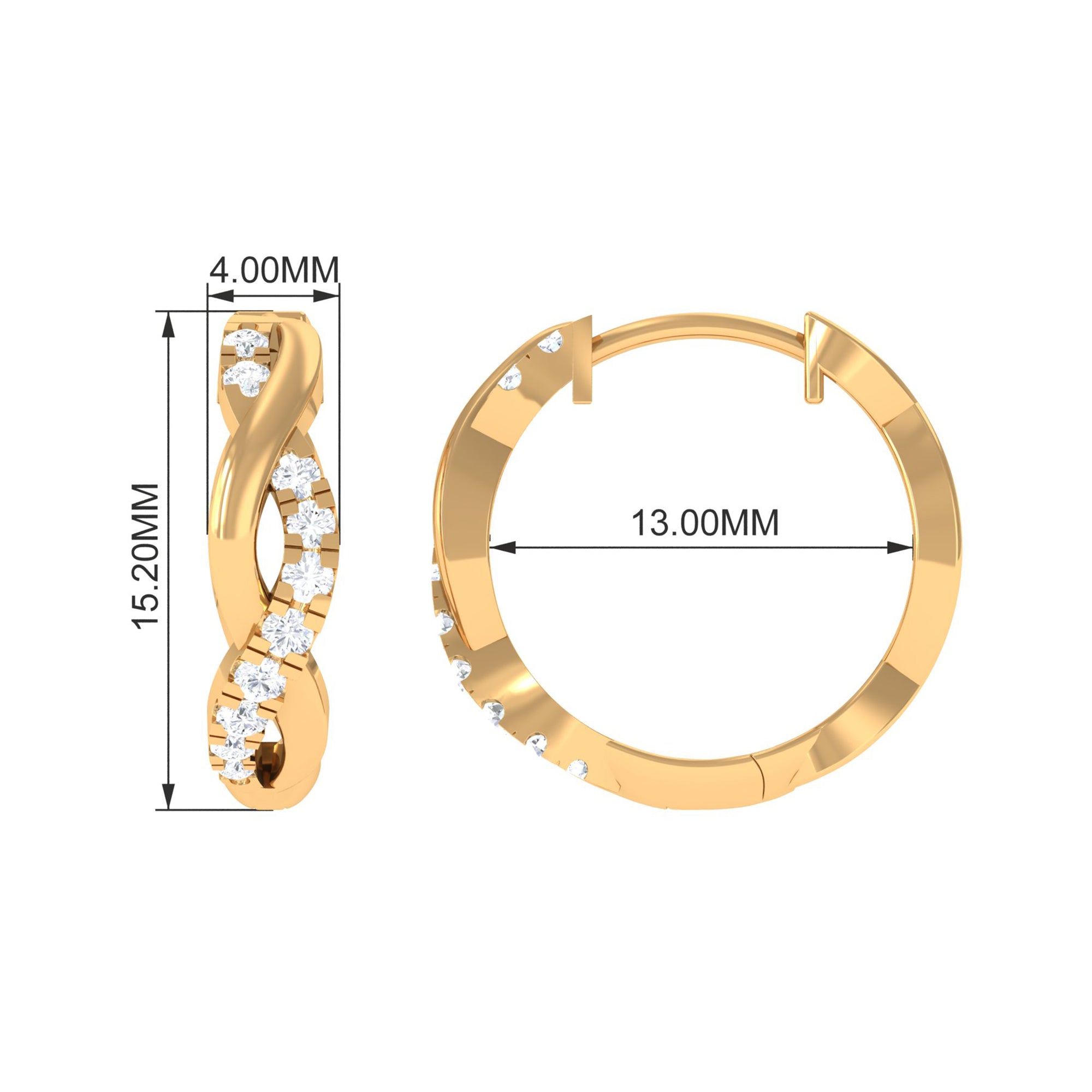 Natural Diamond Hoop Earrings in Infinity Style