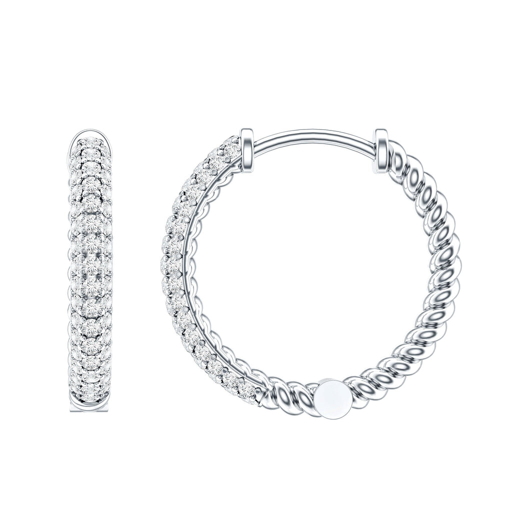 Classic Diamond Hinged Hoop Earrings with Certificate