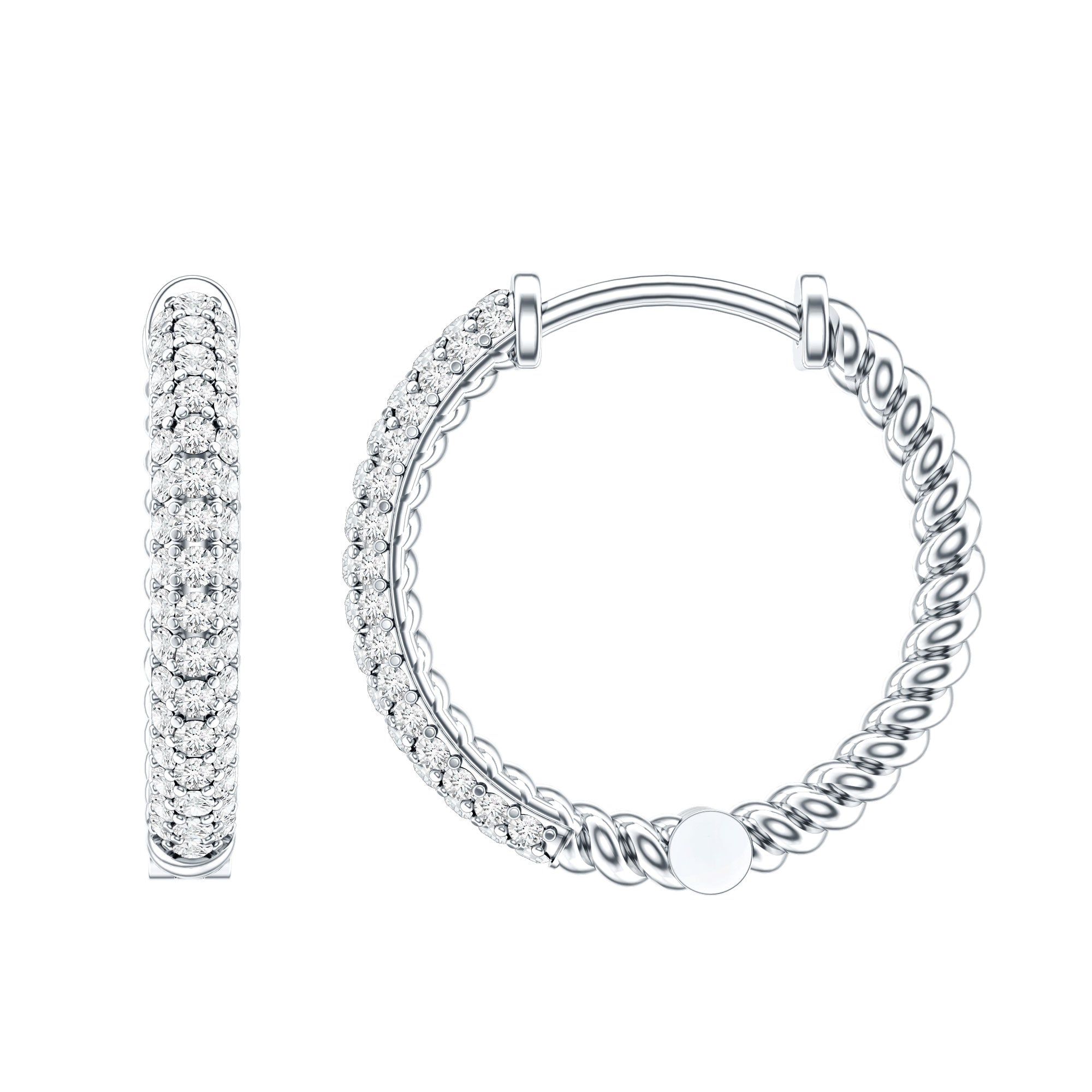 Classic Diamond Hinged Hoop Earrings with Certificate