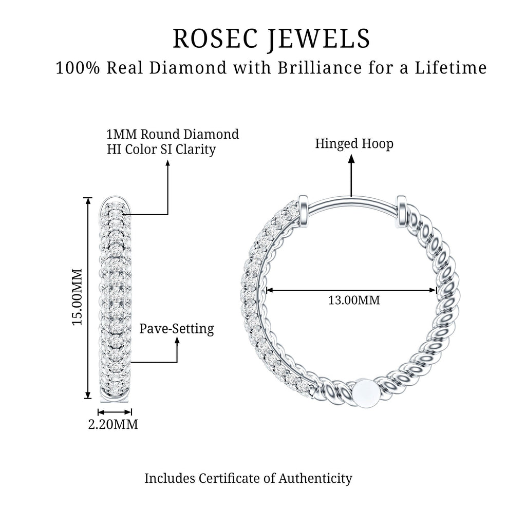 Classic Diamond Hinged Hoop Earrings with Certificate