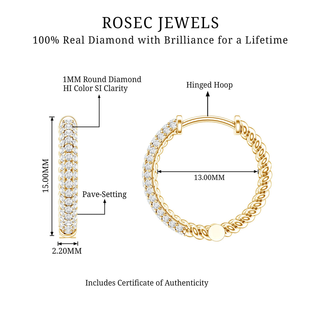 Classic Diamond Hinged Hoop Earrings with Certificate