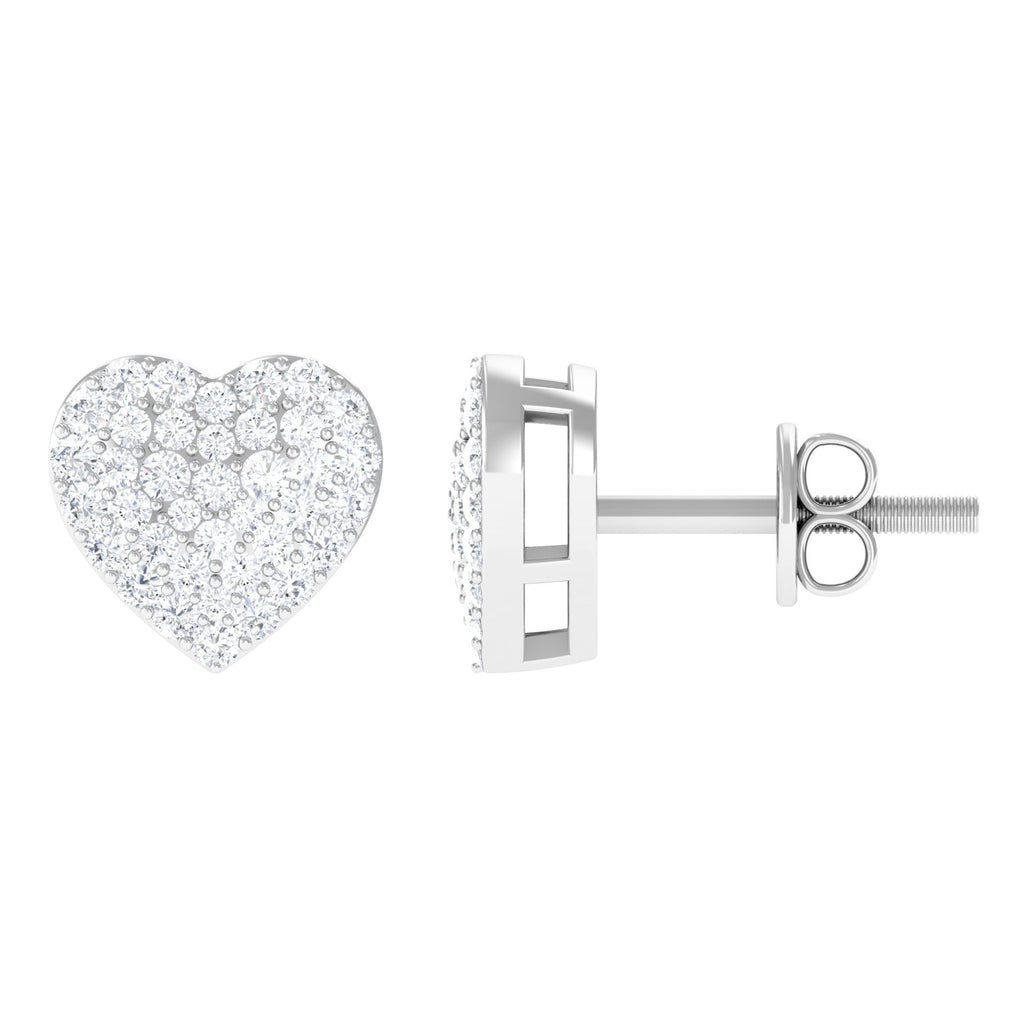 Natural Diamond Heart Earrings with Screw Back