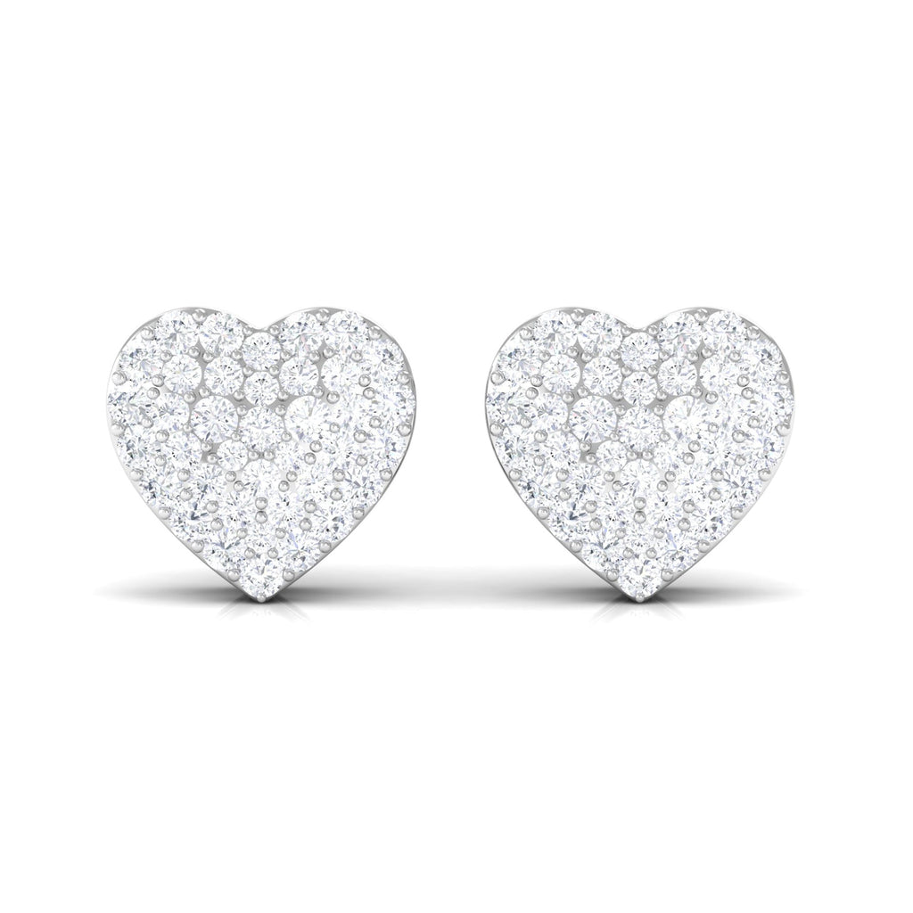 Natural Diamond Heart Earrings with Screw Back