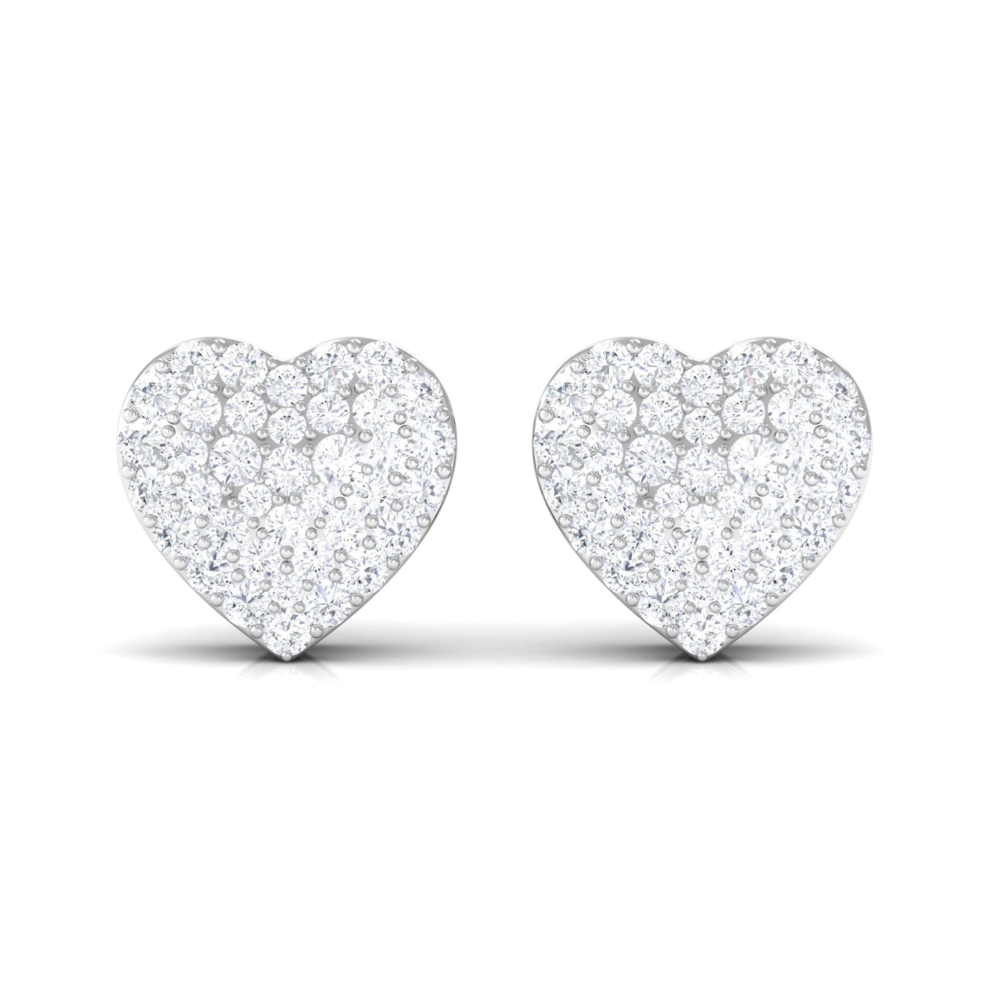 Natural Diamond Heart Earrings with Screw Back