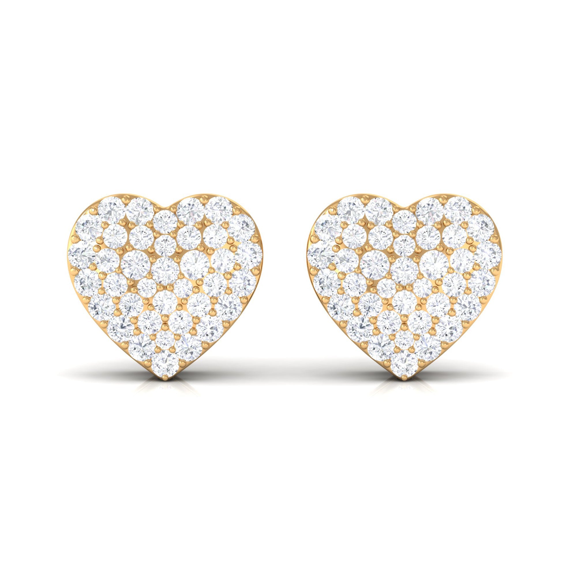 Natural Diamond Heart Earrings with Screw Back