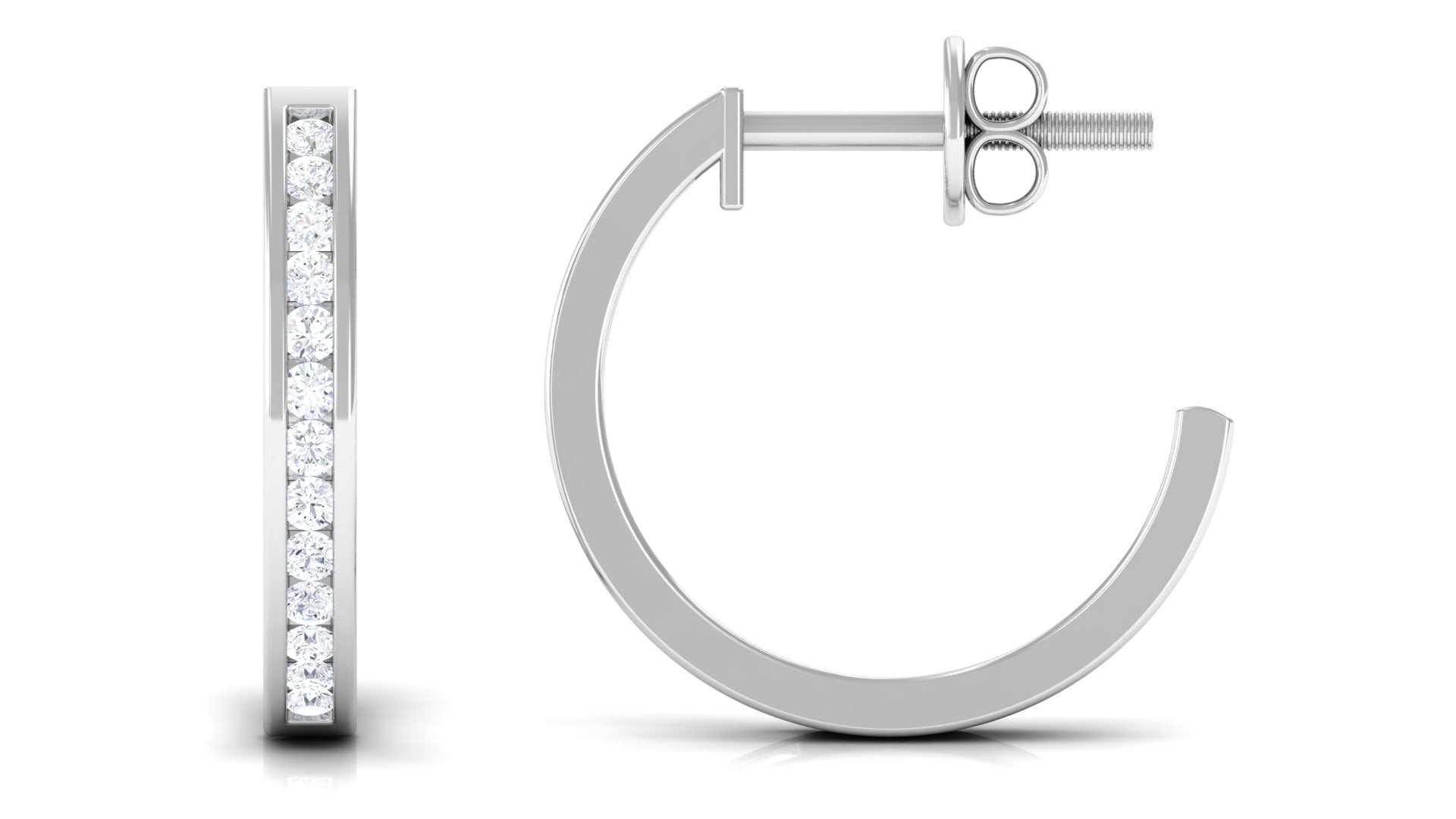 Diamond Hinged Hoop Earrings in Channel Setting