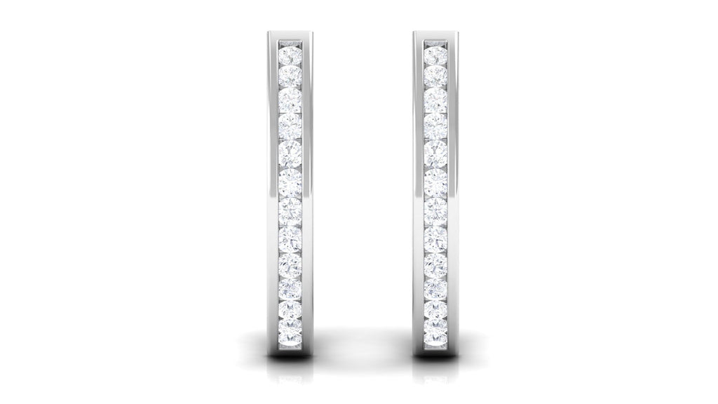 Diamond Hinged Hoop Earrings in Channel Setting