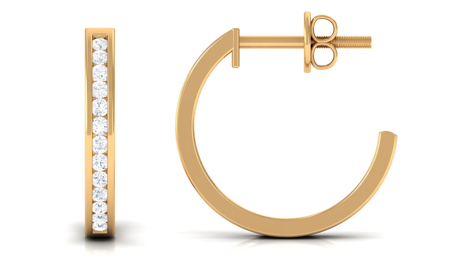 Diamond Hinged Hoop Earrings in Channel Setting