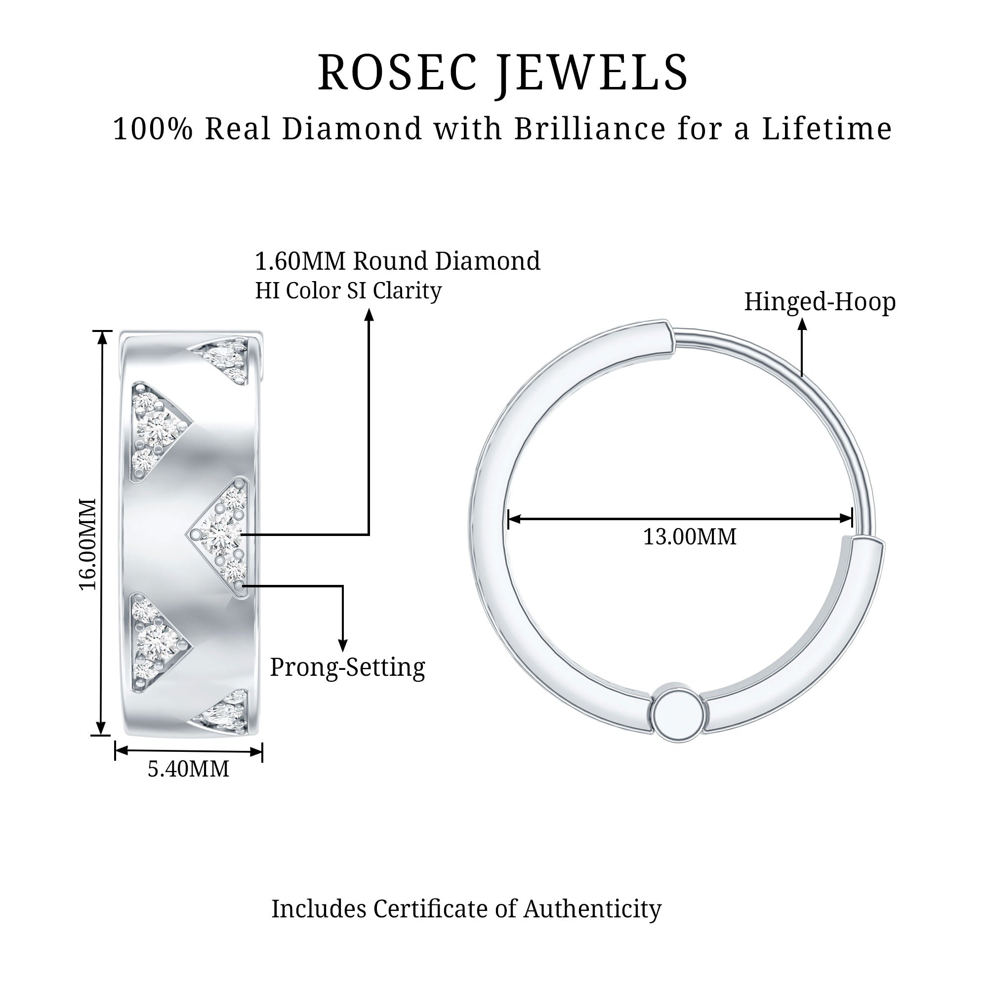 Certified Diamond Hoops For Women