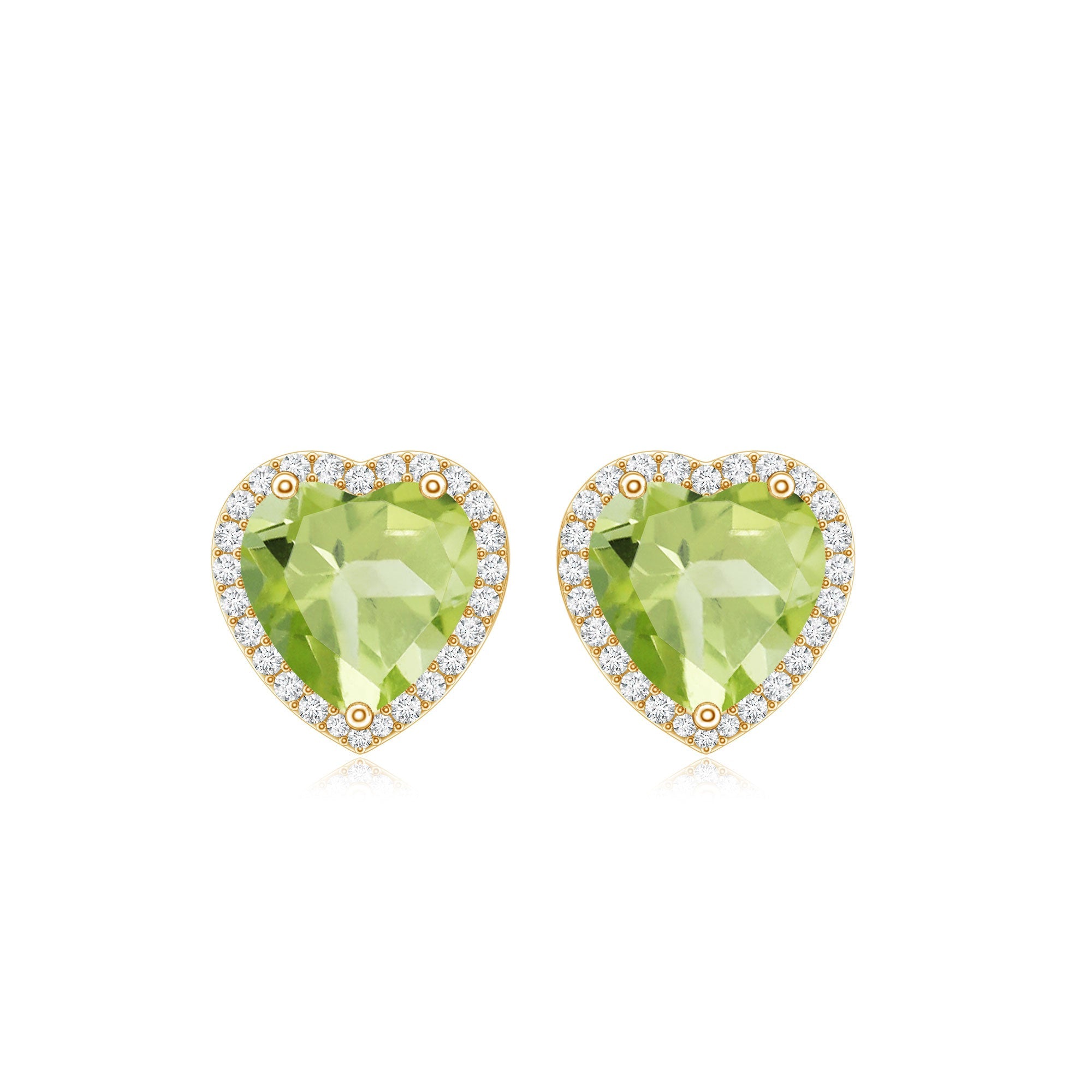 Certified Real 4.2 Carat Peridot Heart Earrings with Moissanite Halo