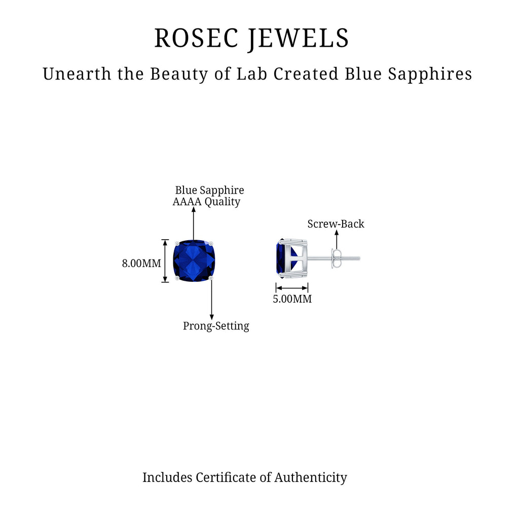 5.5 Carat Lab Grown Blue Sapphire Solitaire Stud Earring With Certificate