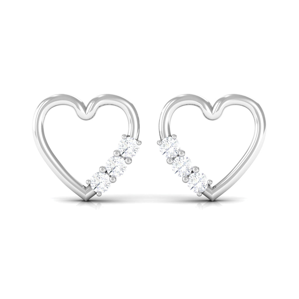 Diamond Heart Shape Stud Earring for Women