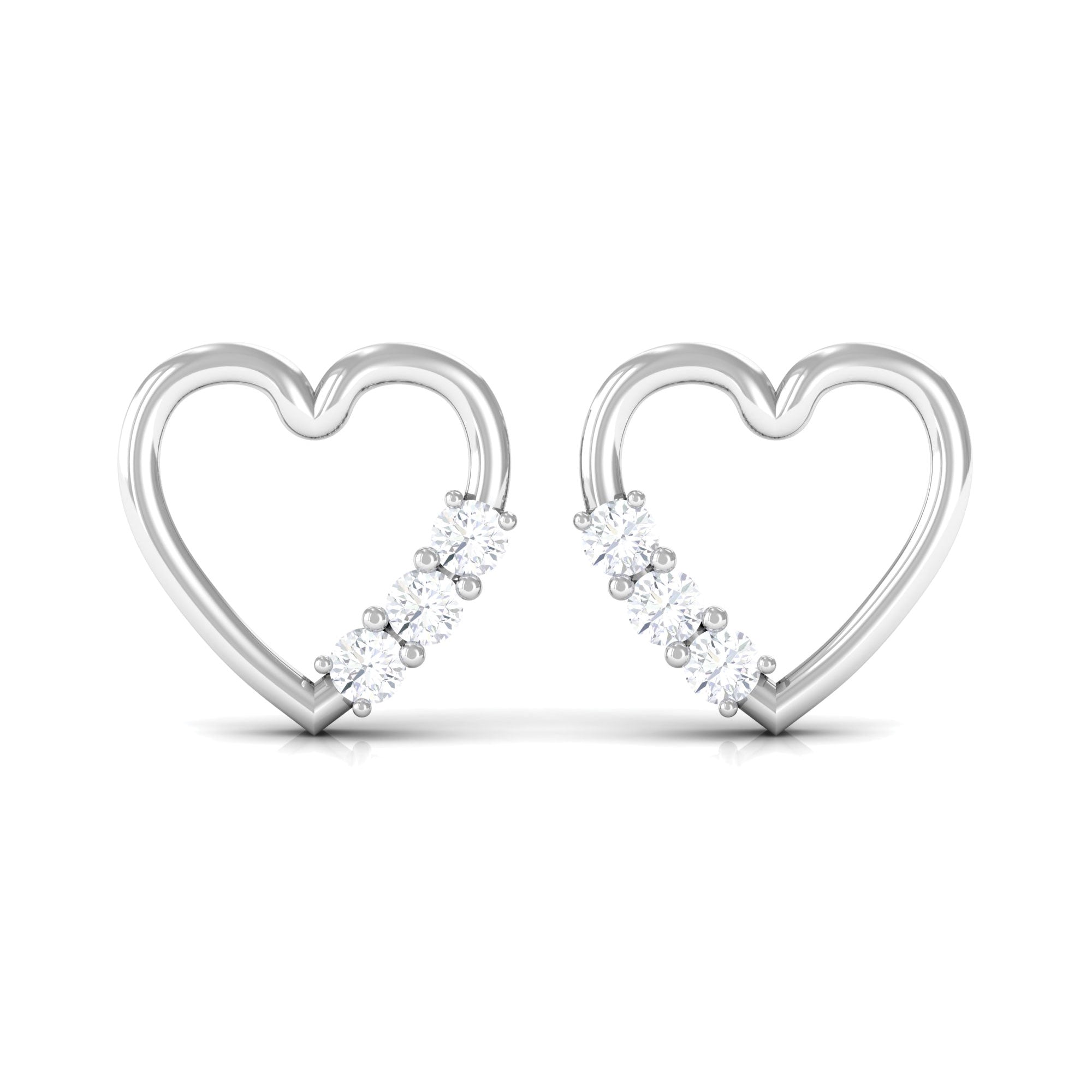 Diamond Heart Shape Stud Earring for Women
