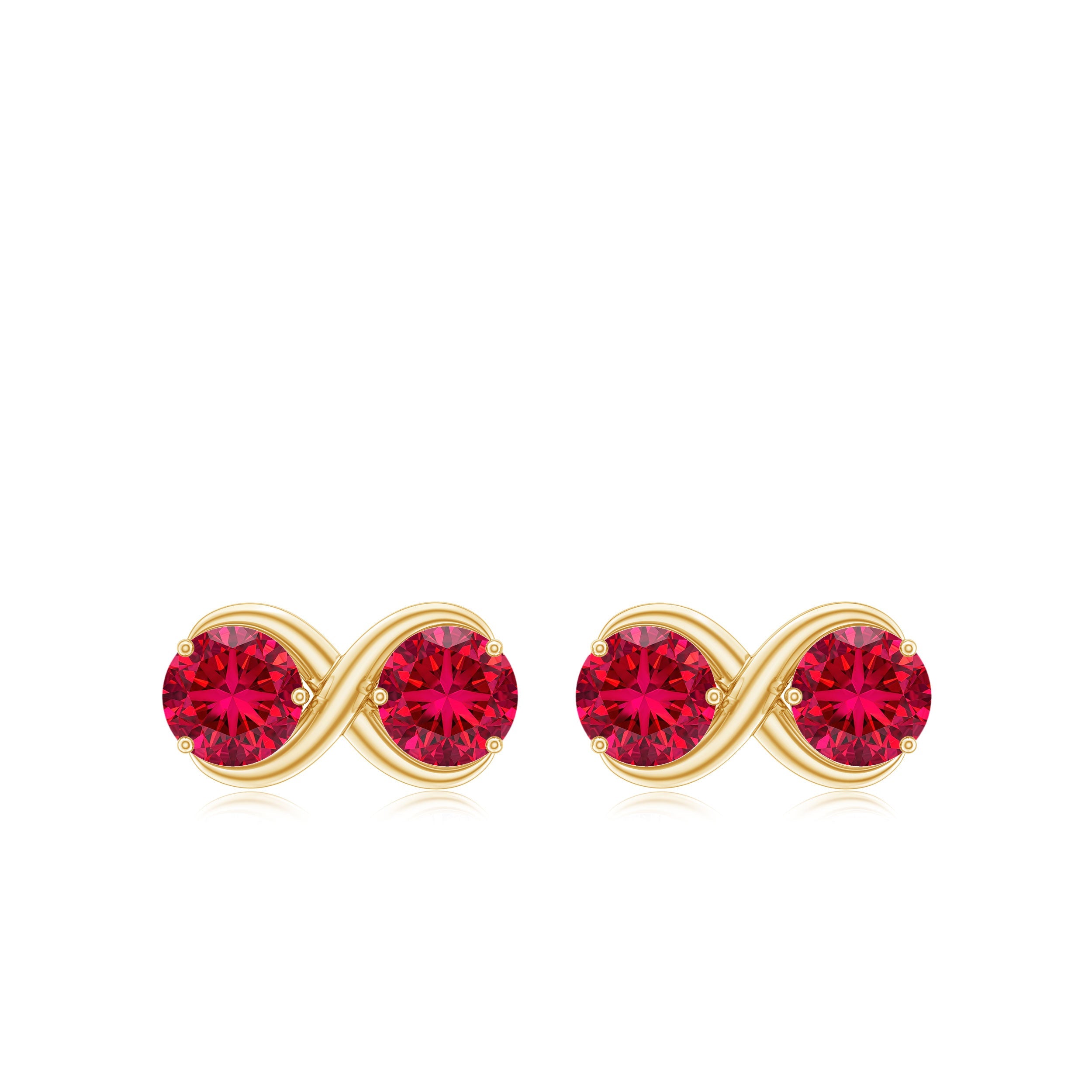 Two Stone Infinity Stud Earrings with Created Ruby for Women