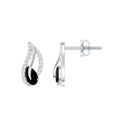 Genuine Pear Shape Black Onyx leaf Stud Earrings With Certificate