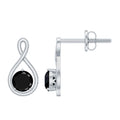 Certified Real Black Spinel Infinity Earrings with Screw Back