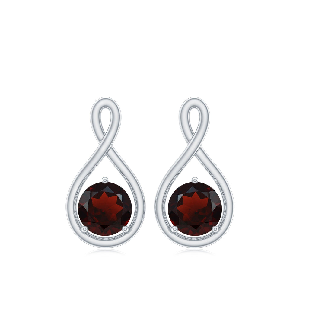 0.6 Carat Round Shaped Garnet Infinity Stud Earrings