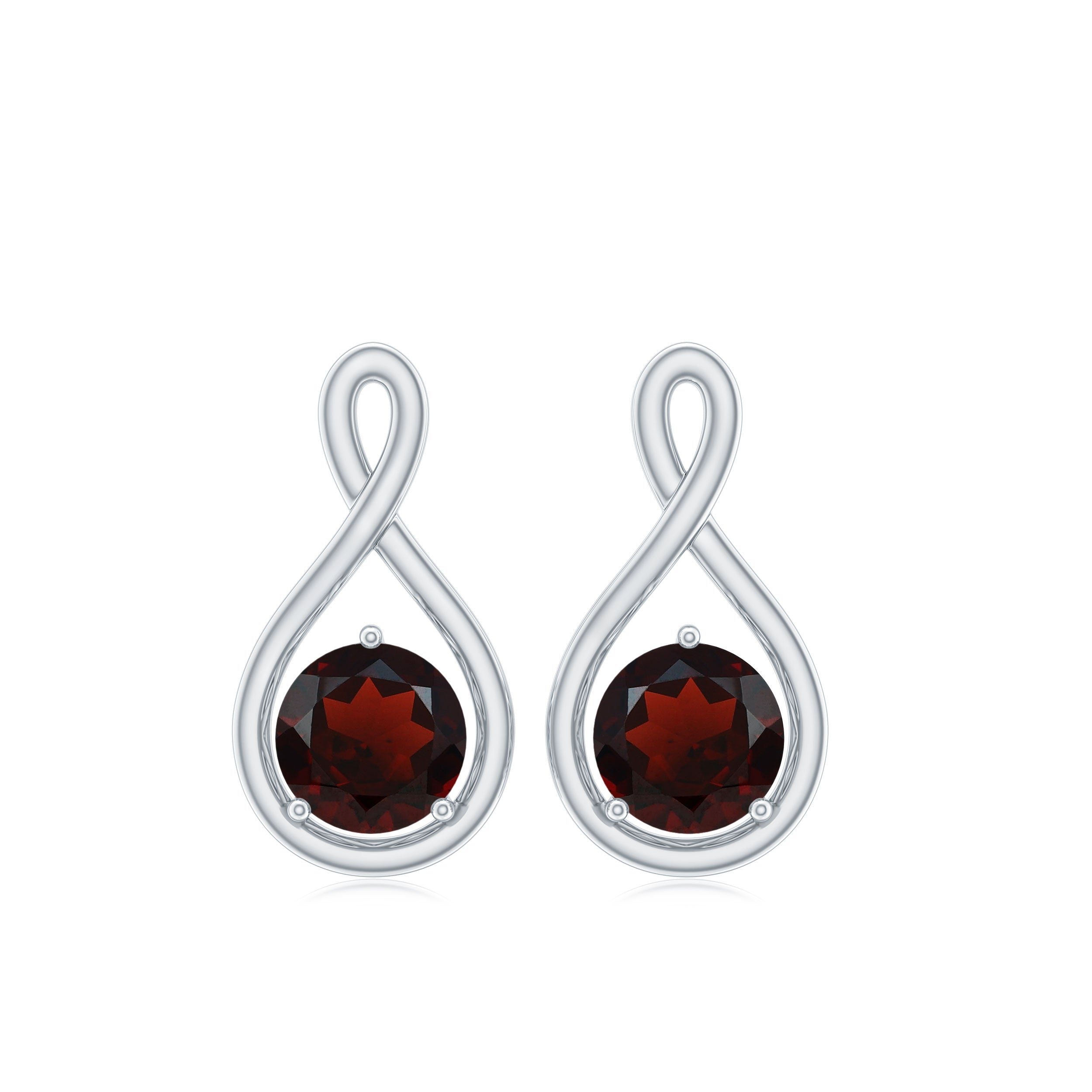 0.6 Carat Round Shaped Garnet Infinity Stud Earrings