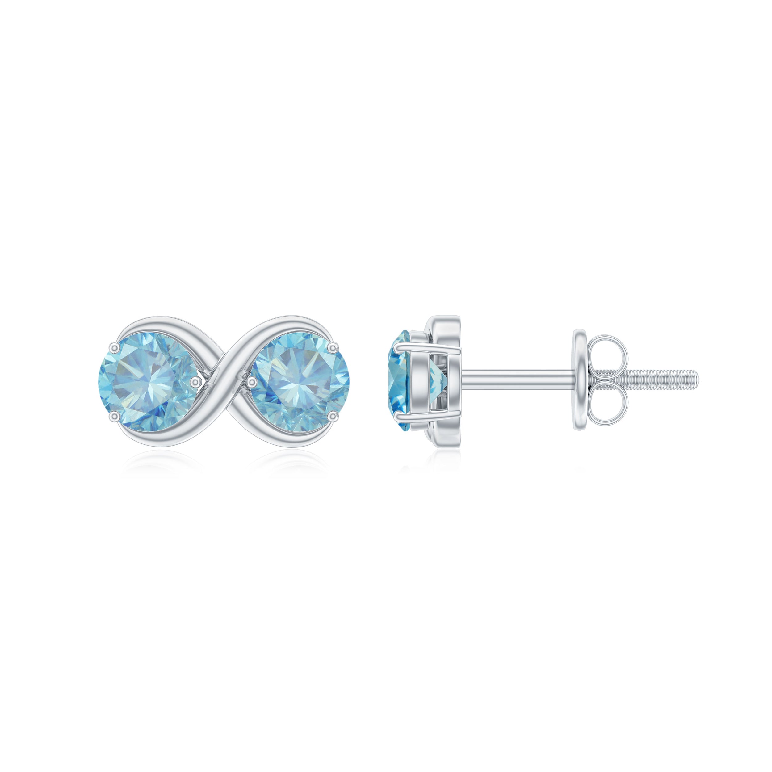 Real Aquamarine Infinity Stud Earrings
