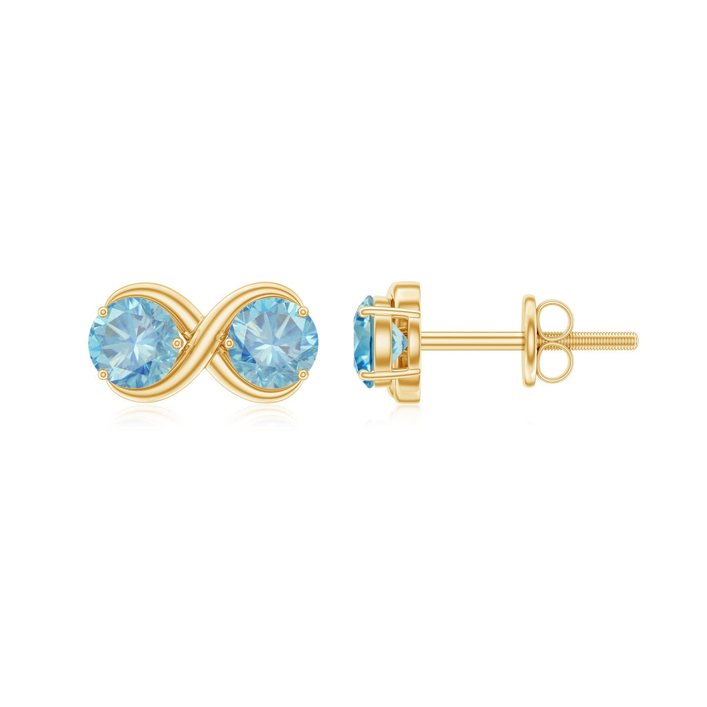 Real Aquamarine Infinity Stud Earrings