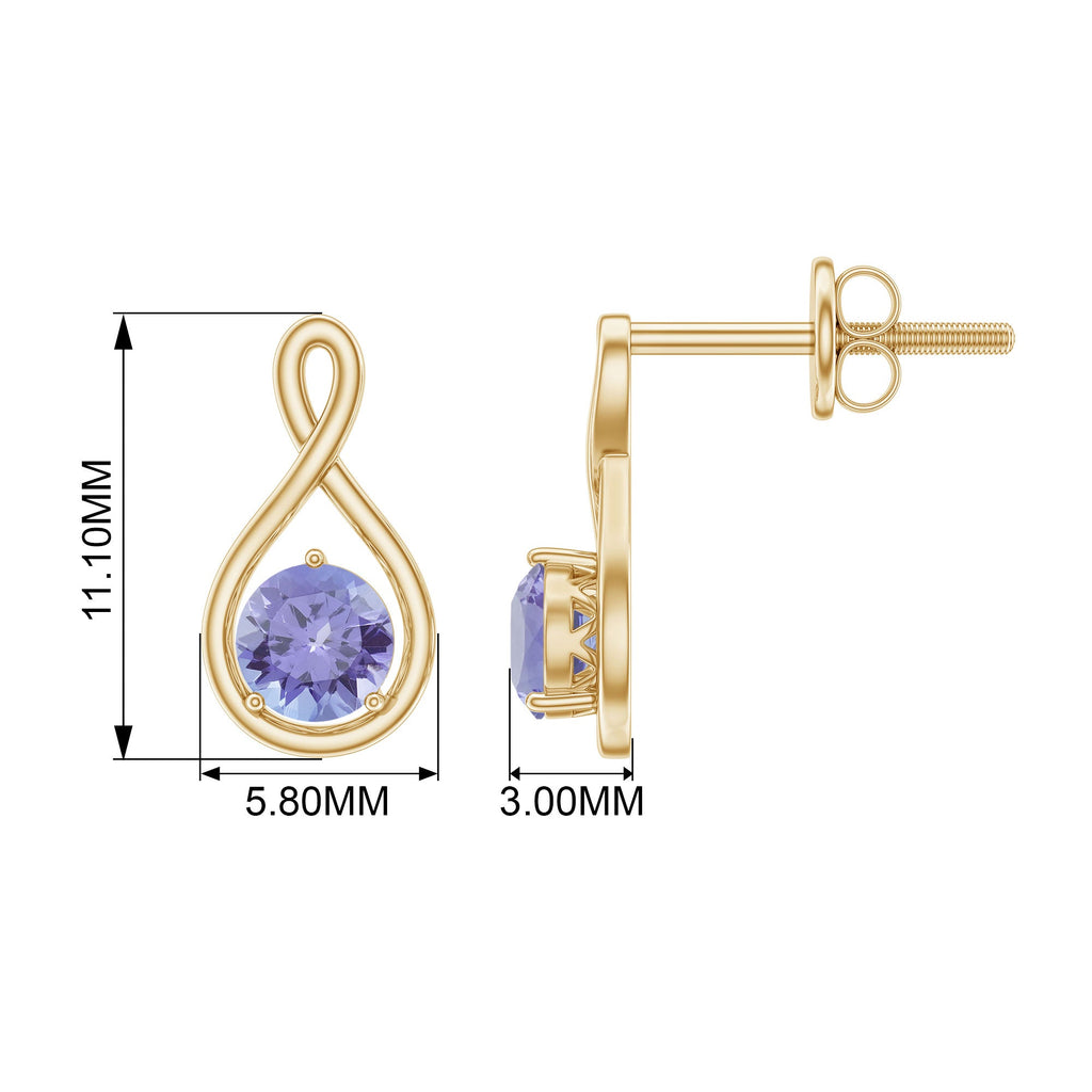 1 Carat Round Shape Tanzanite Infinity Stud Earrings for Women