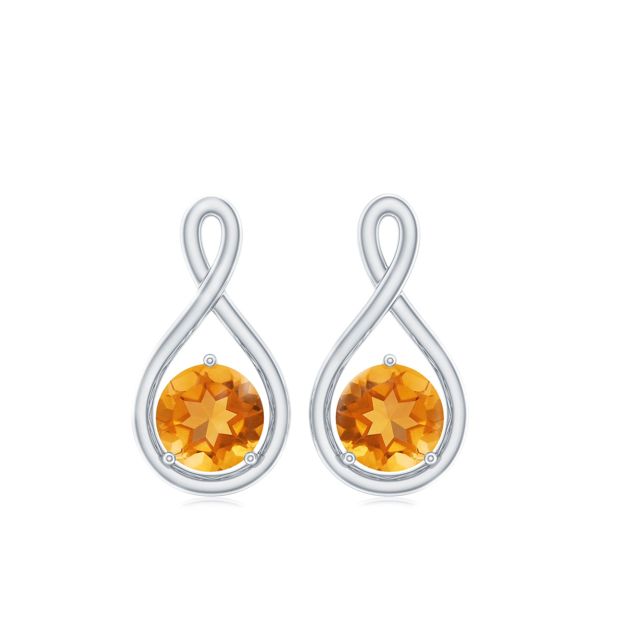 1 Carat Solitaire Citrine Infinity Stud Earrings