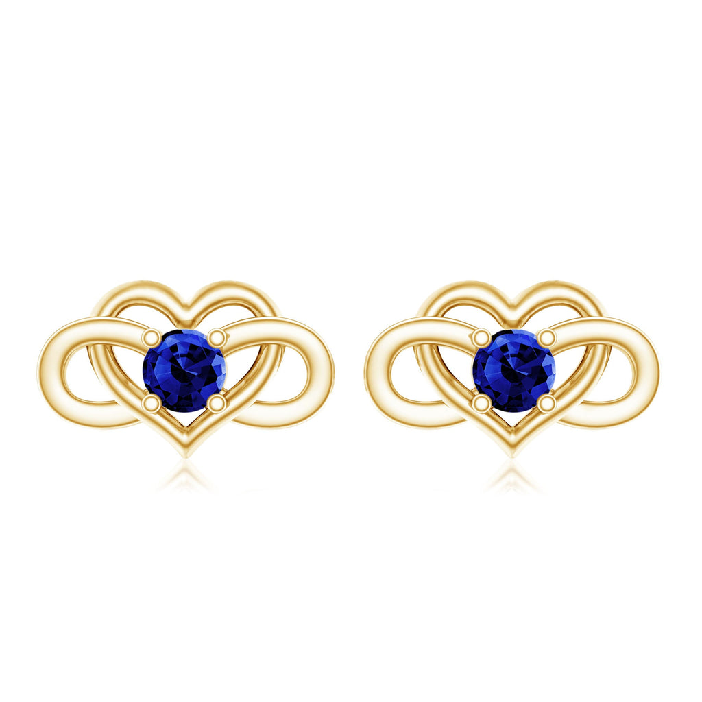 Lab Created Blue Sapphire Infinity Heart Stud Earrings