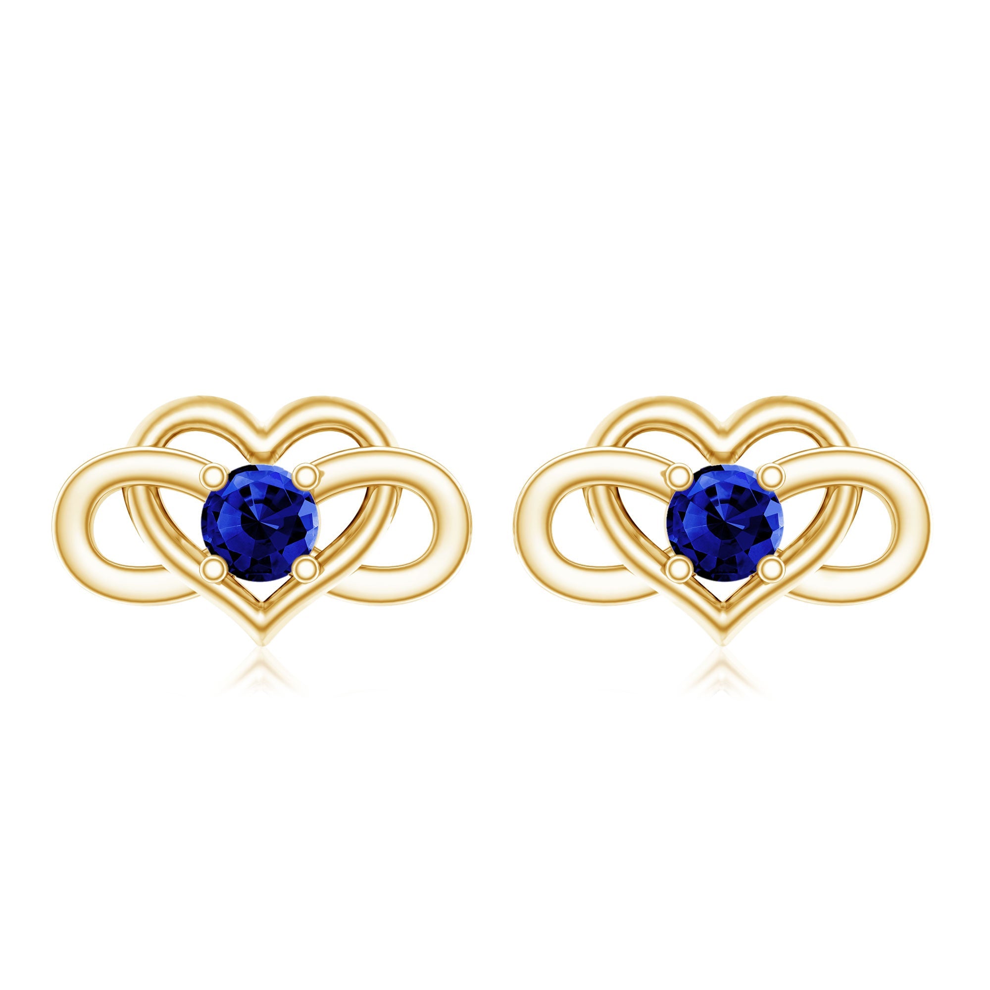 Lab Created Blue Sapphire Infinity Heart Stud Earrings