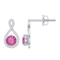 Genuine Pink Tourmaline Infinity Stud Earrings for Women
