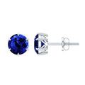 2 CT Lab Created Blue Sapphire Stud Earrings in 6 Prong Setting