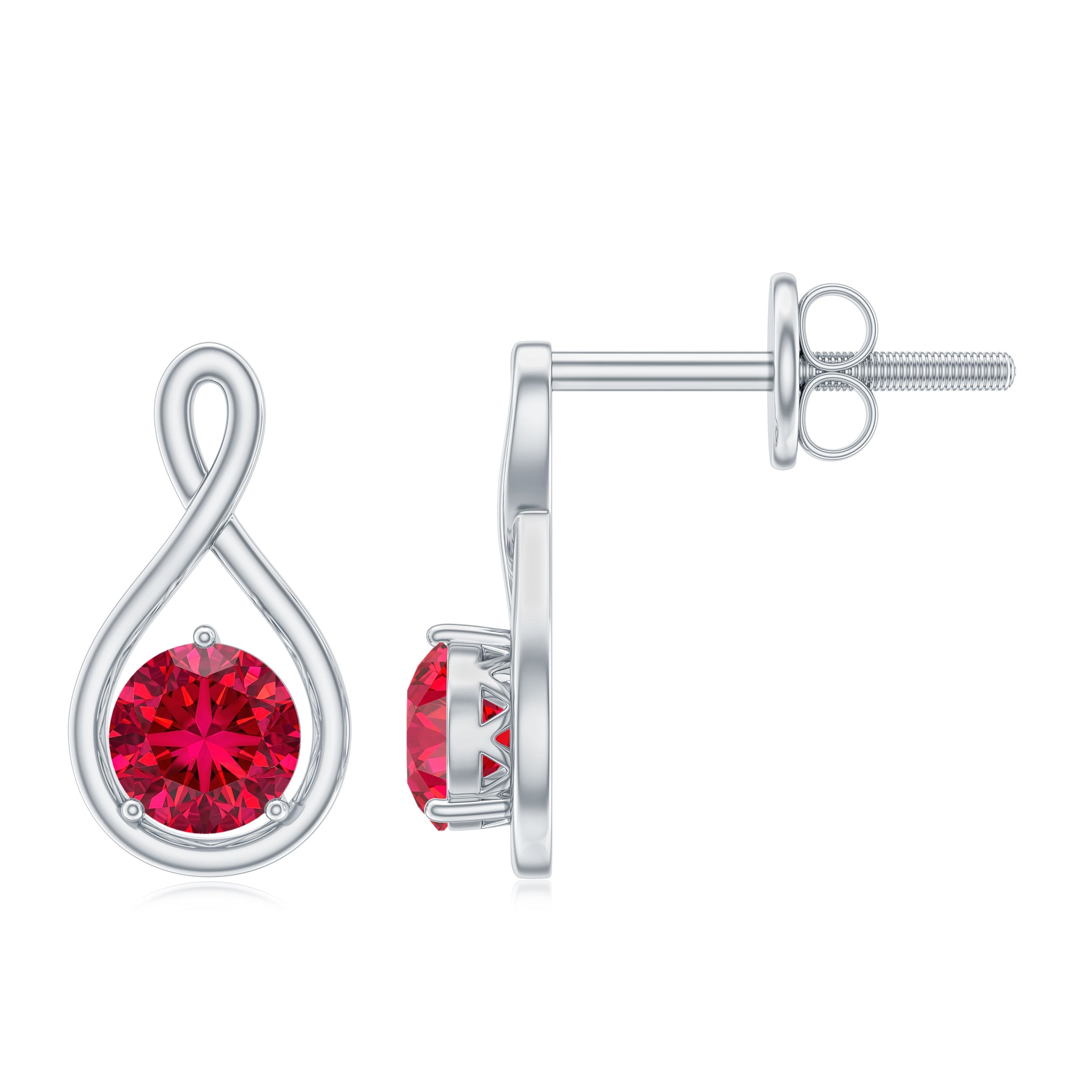 0.6 Ct Round Cut Lab Created Ruby Infinity Stud Earrings