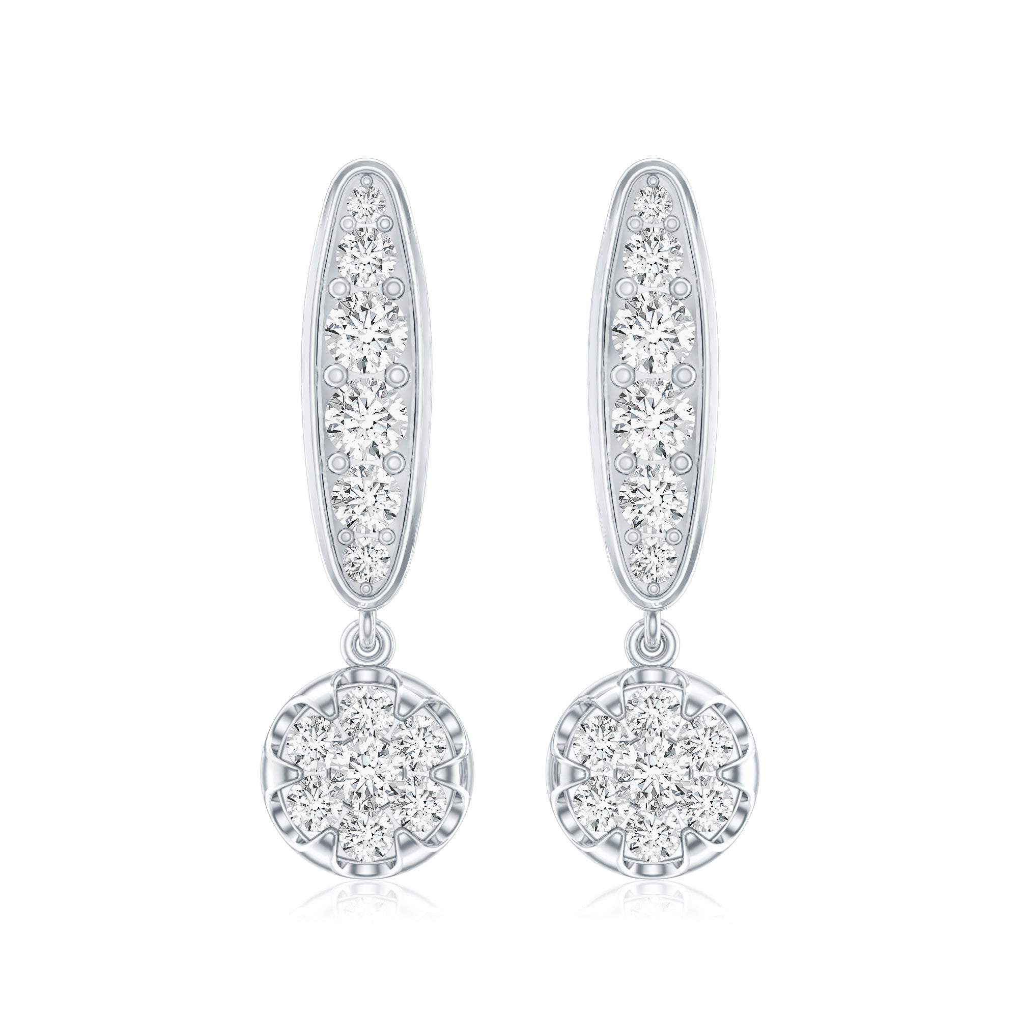 Real Diamond Bar Drop Earrings for Women