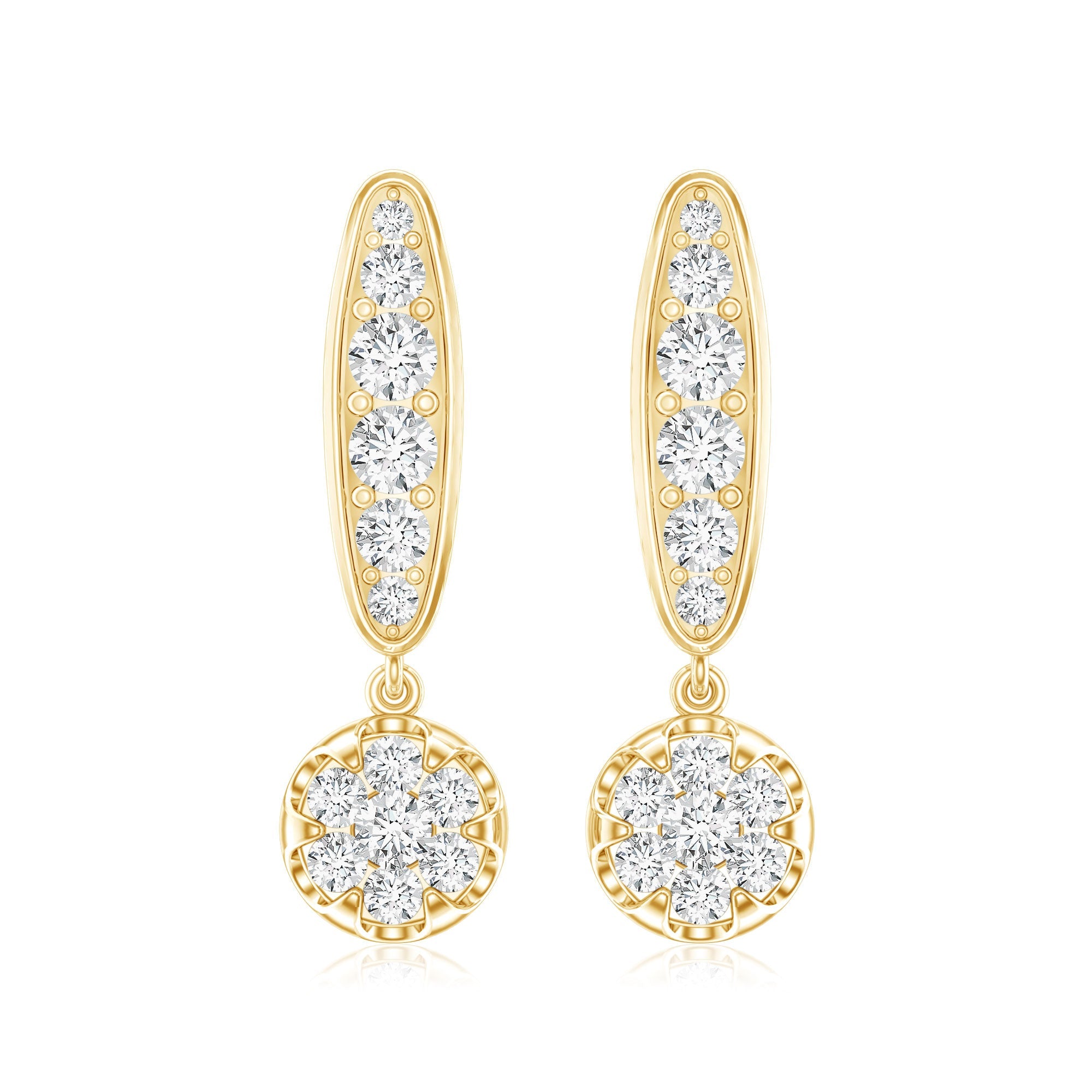 Real Diamond Bar Drop Earrings for Women