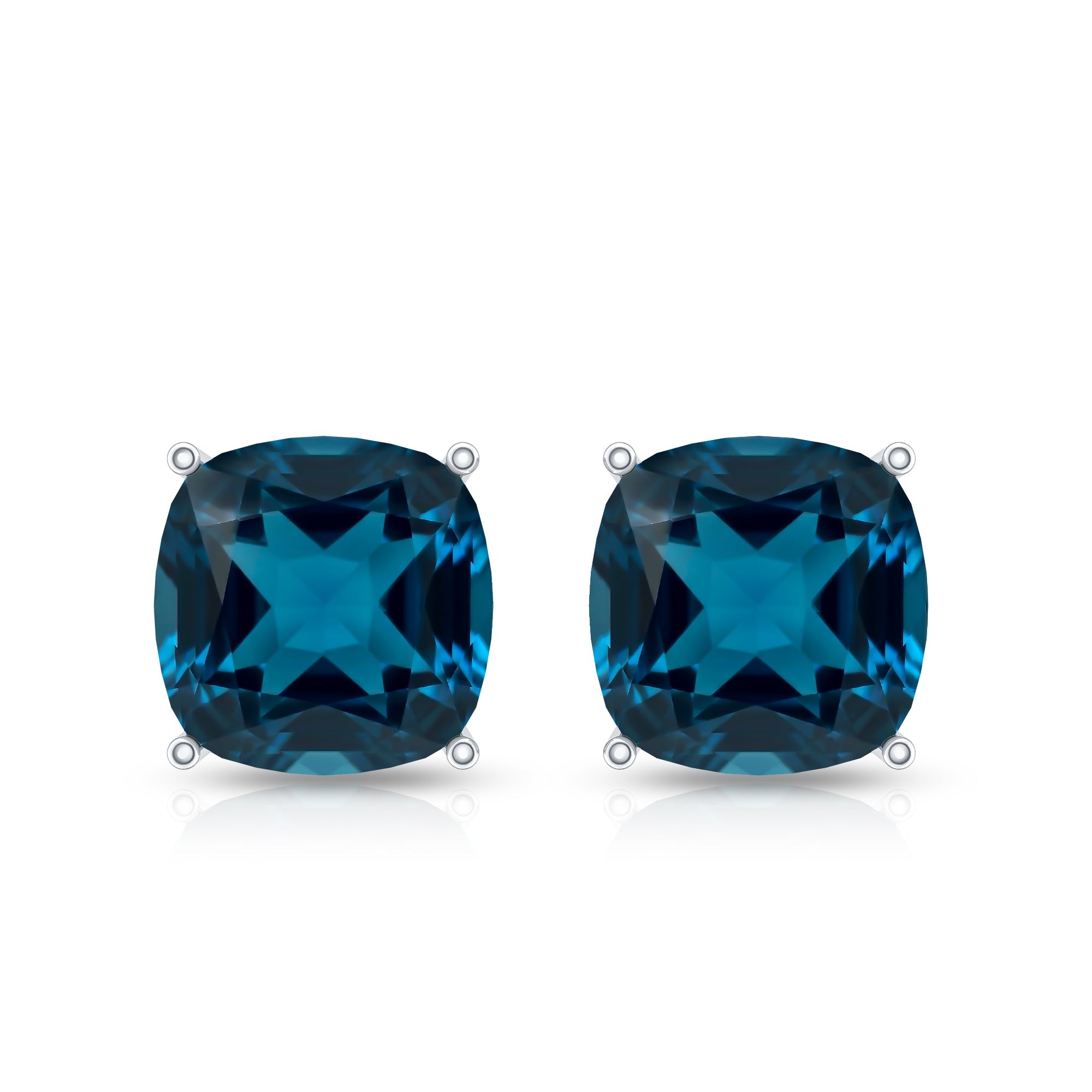 5.6 Carat Cushion Cut London Blue Topaz Stud Earrings