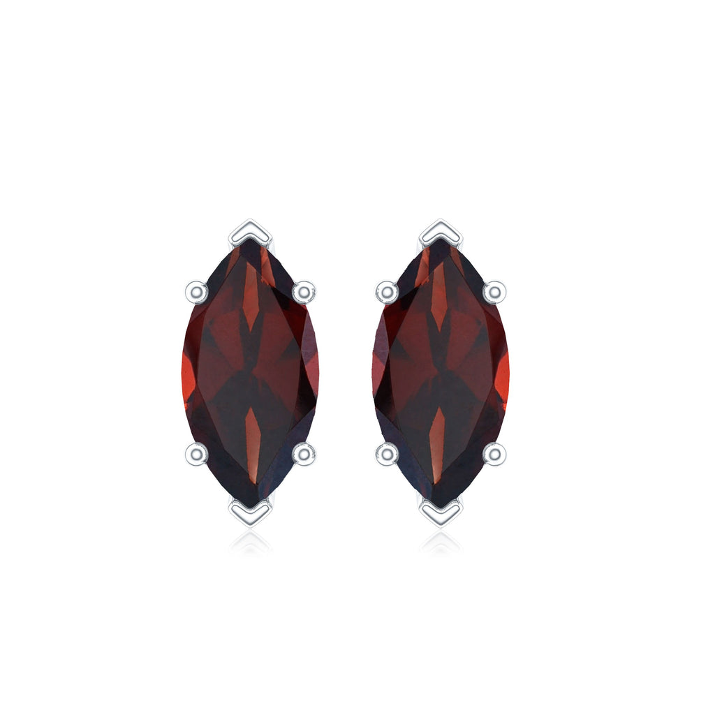1.5 Carat Marquise Shape Garnet Solitaire Stud Earrings