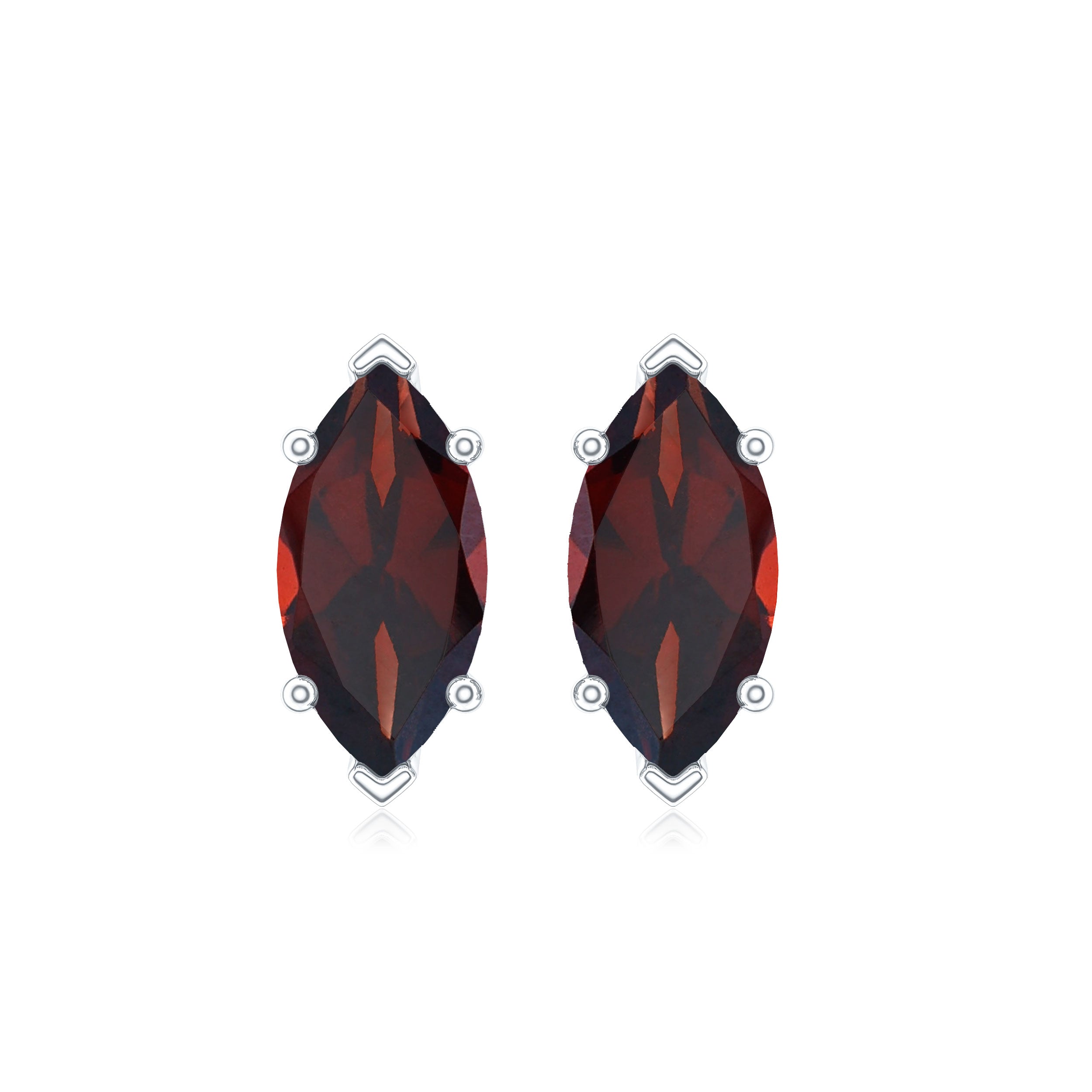 1.5 Carat Marquise Shape Garnet Solitaire Stud Earrings