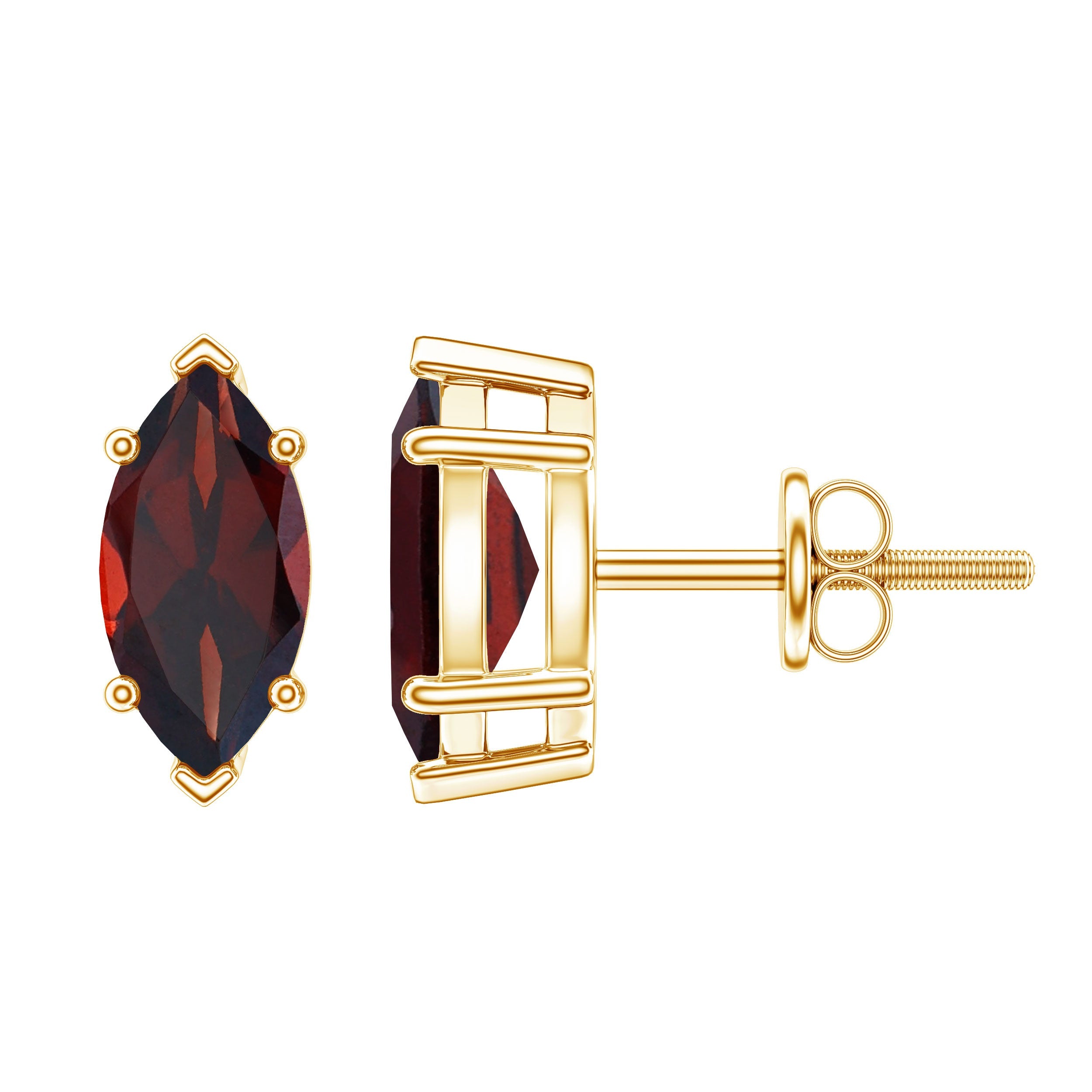 1.5 Carat Marquise Shape Garnet Solitaire Stud Earrings