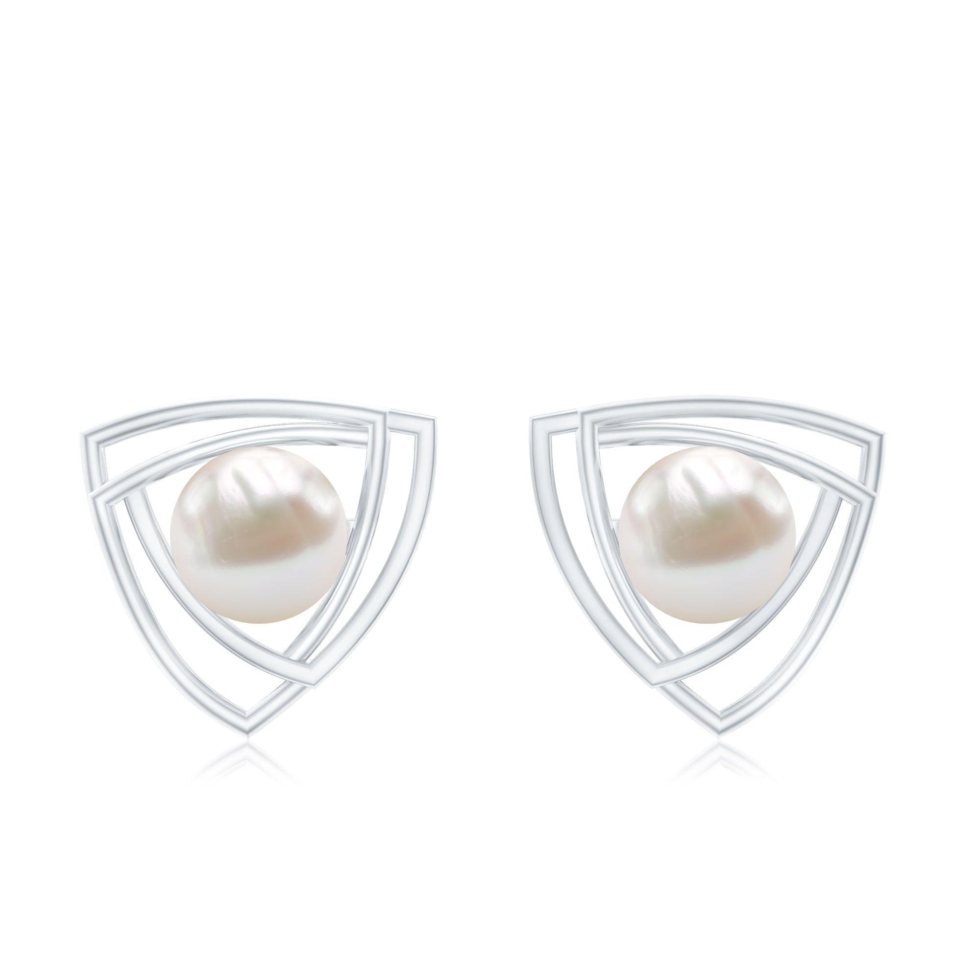 Round Shape Freshwater Pearl Statement Stud Earrings