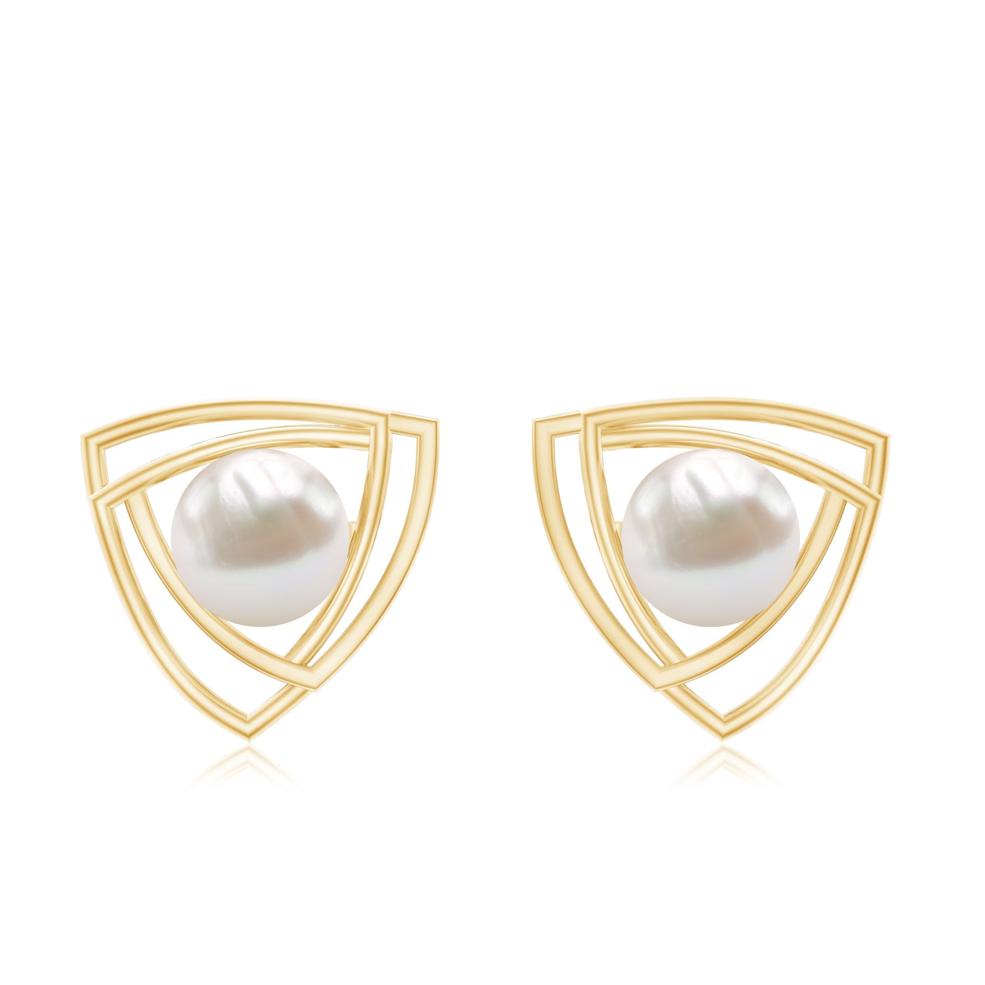 Round Shape Freshwater Pearl Statement Stud Earrings