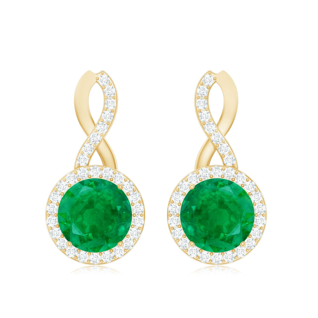 Genuine Emerald and Diamond Infinity Stud Earrings