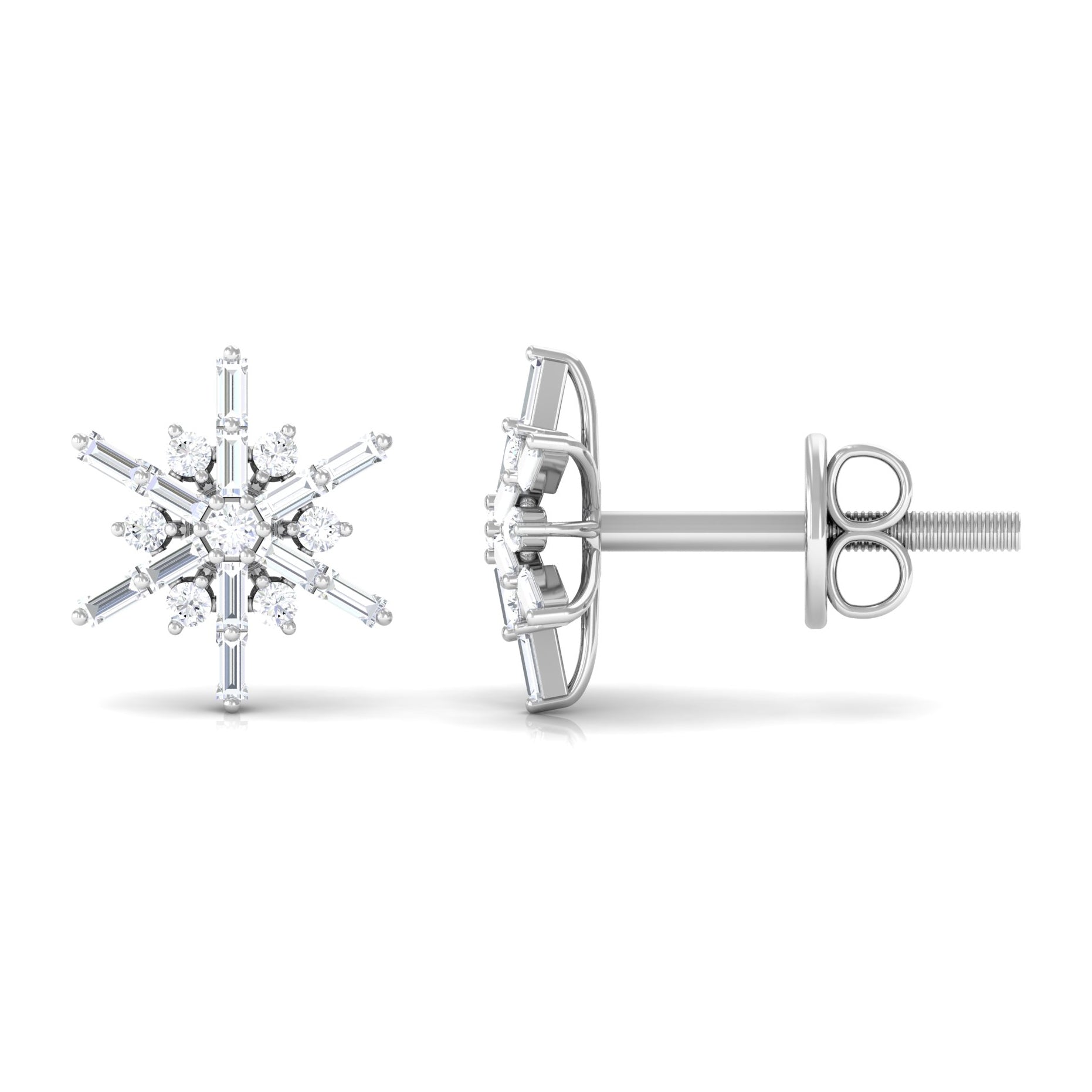 Minimal Diamond Snowflake Stud Earrings