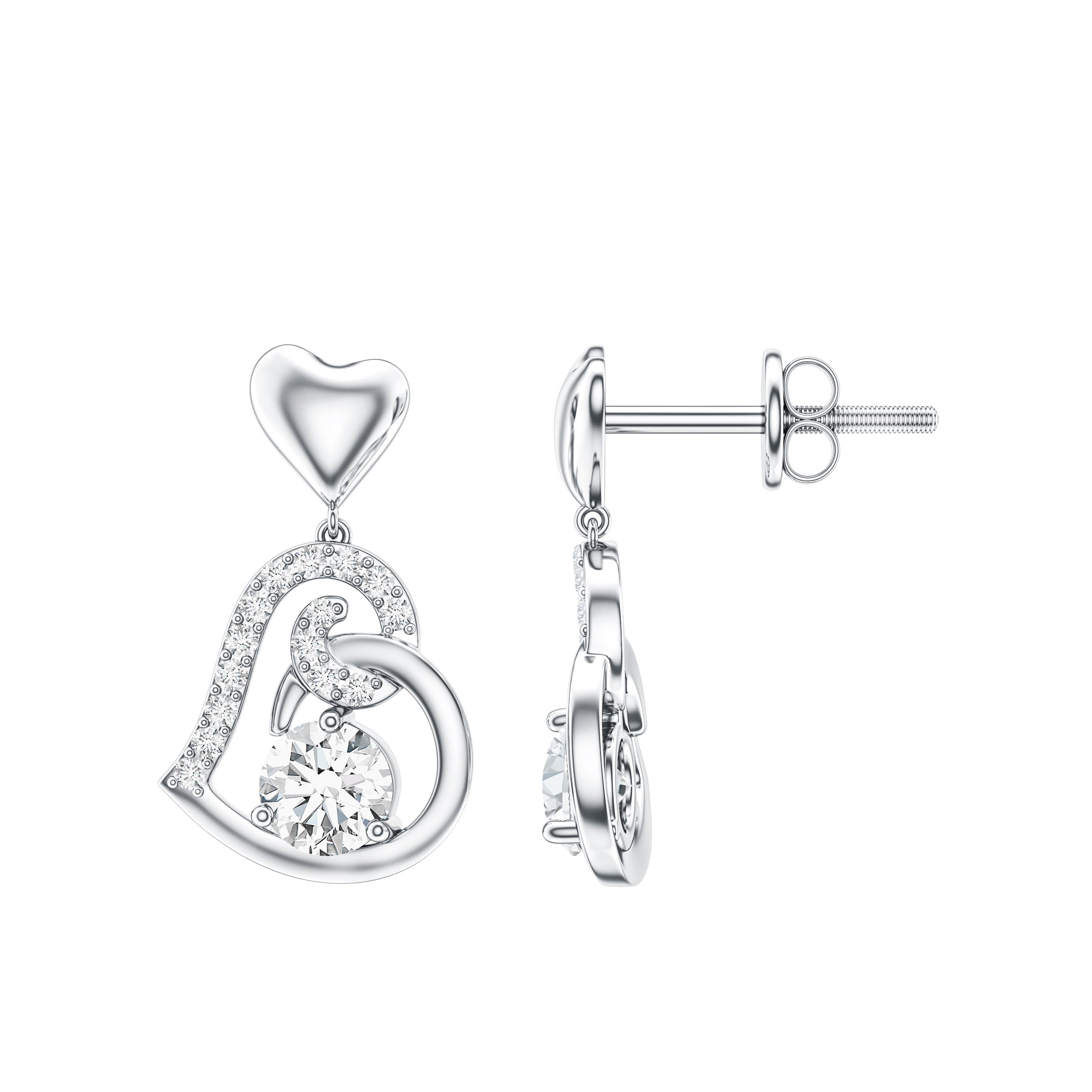 0.6 Carat Moissanite Heart Drop Earrings for Women