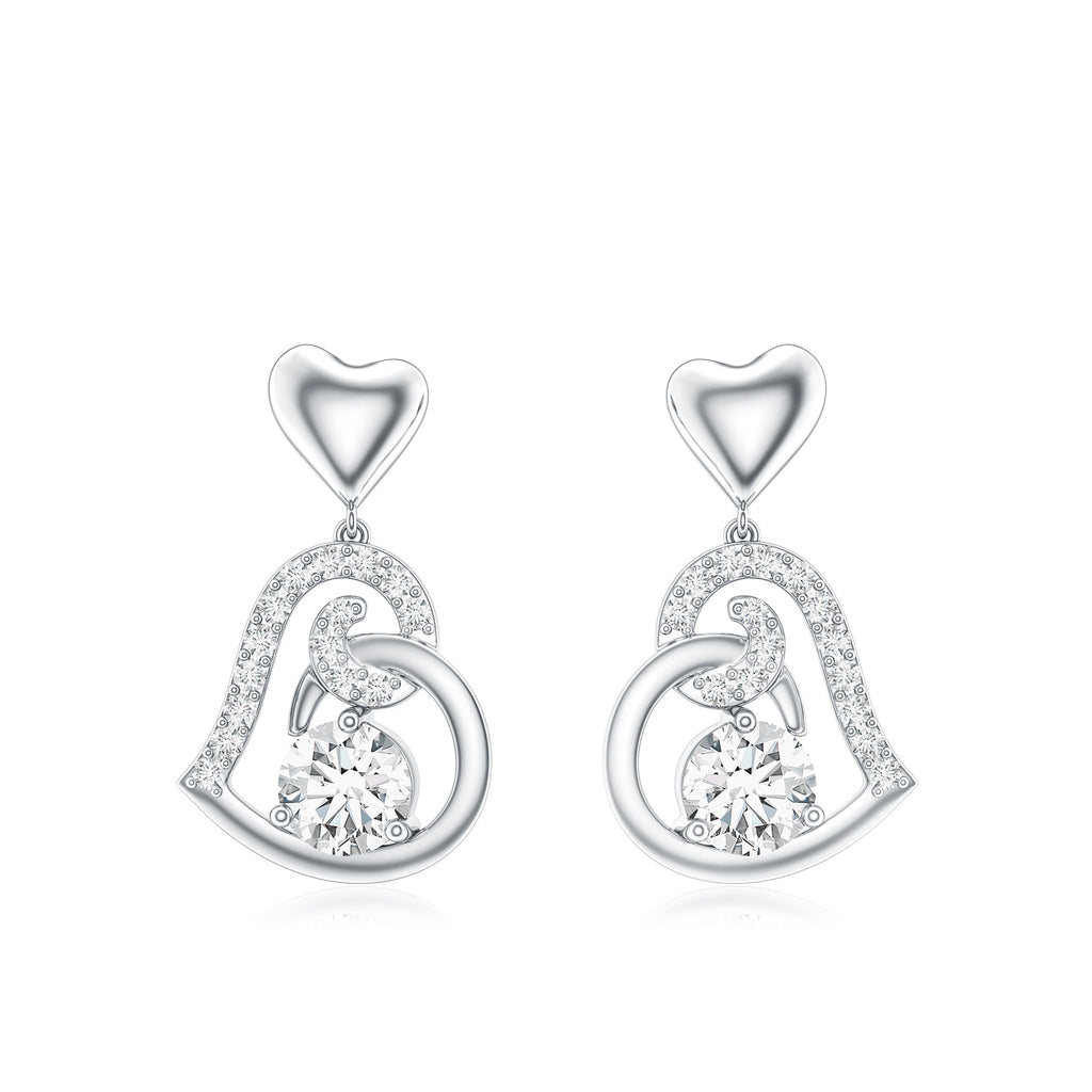 0.6 Carat Moissanite Heart Drop Earrings for Women