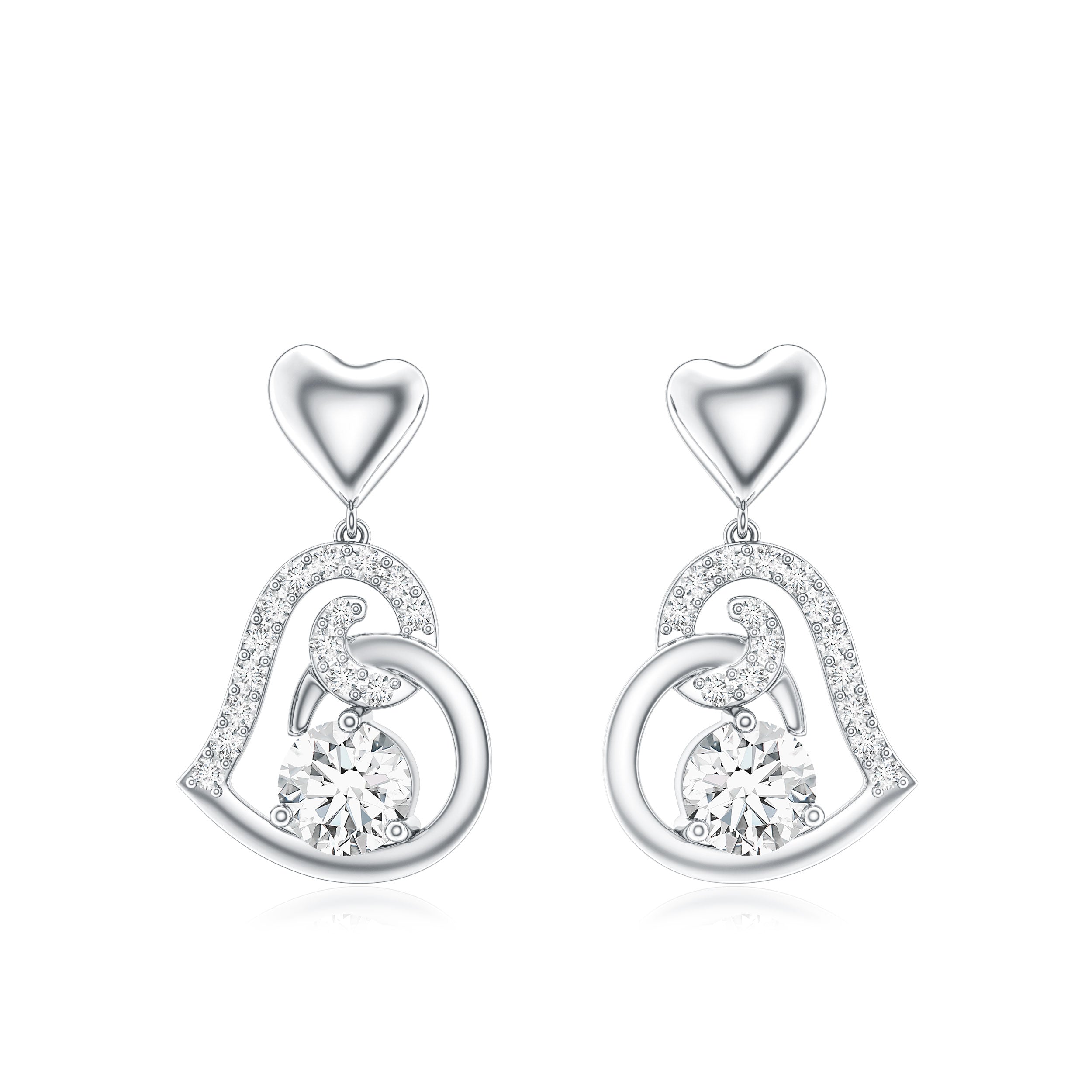 0.6 Carat Moissanite Heart Drop Earrings for Women