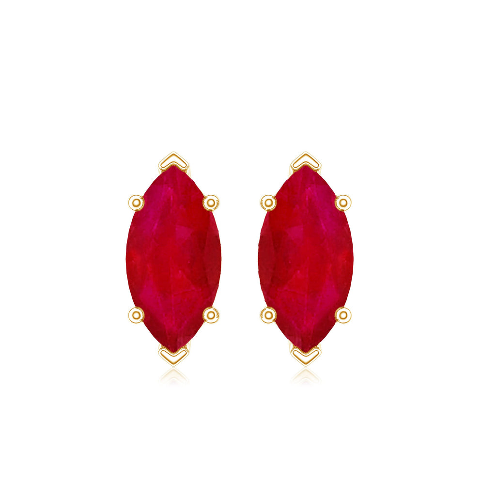Natural 1.5 Carat Marquise Ruby Stud Earrings with Screw Back