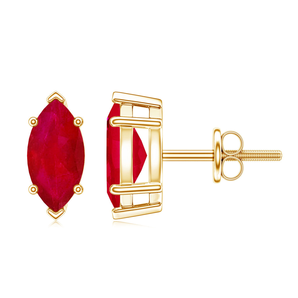 Natural 1.5 Carat Marquise Ruby Stud Earrings with Screw Back