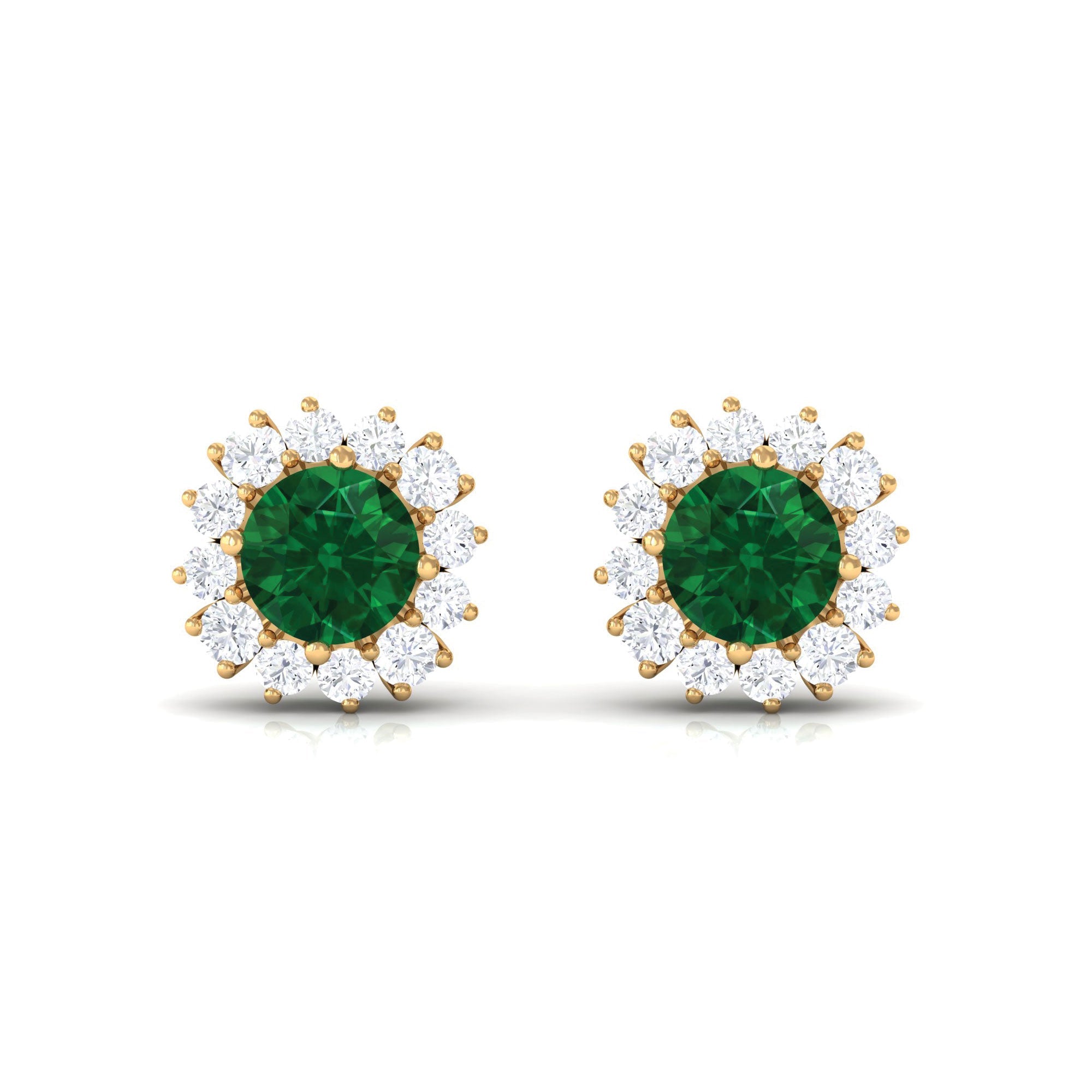 0.5 Carat Certified Created Emerald and Diamond Halo Stud Earrings