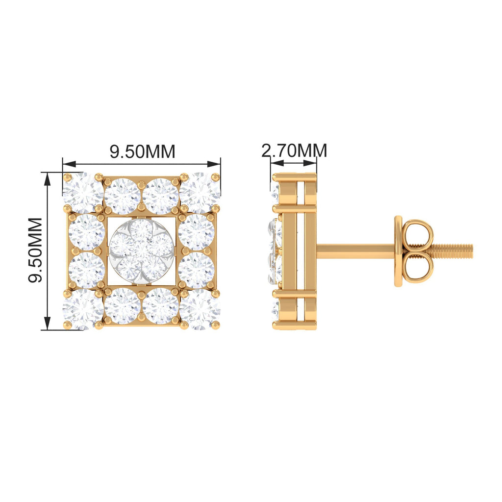 Certified Moissanite Square Stud Earrings